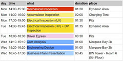 fsg update fixed time slots for tech inspection and tech inspection sheets